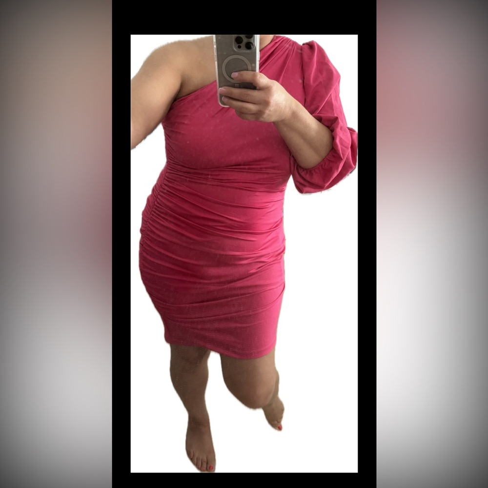Chic One-Shoulder Pink Dress